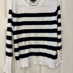 Nautica Dark Navy and White Striped Long Sleeve Top